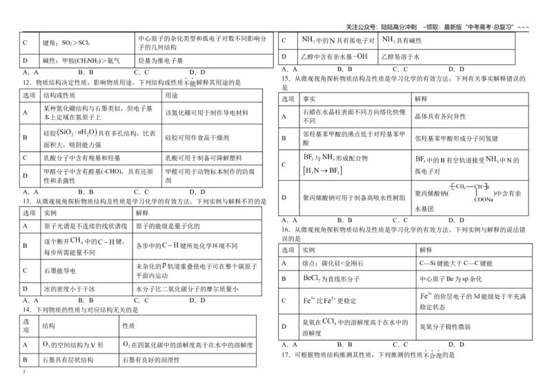 《高考化学二轮复习-----物质结构表格题型专练_05-化学-高考总复习_一轮复习_2026年-化学高考一轮复习_62026届高考化学一轮复习专题突破训练》第3页预览