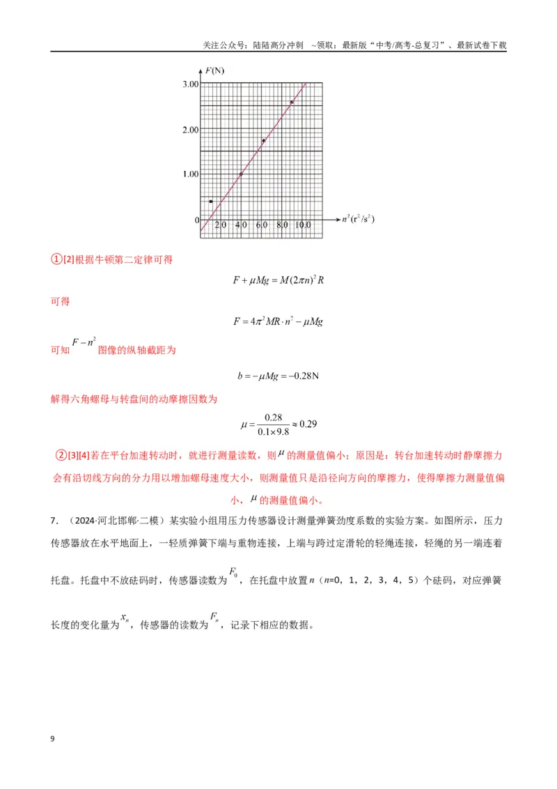 《专题15力学实验（解析版）_04-物理-高考总复习_专项复习_2024年_2024届新高考物理冲刺专项训练300题_资料》第9页预览