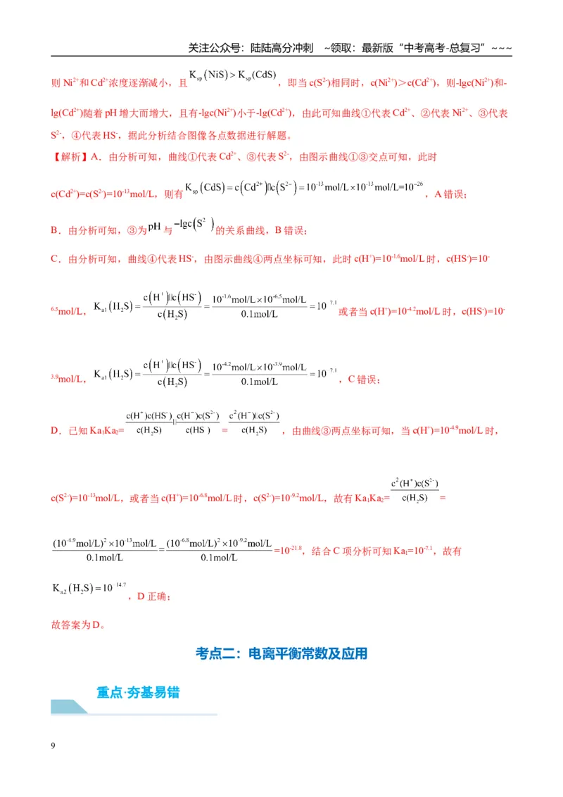 《（重点·方法·点拨）第46讲弱电解质的电离平衡-（教师版）_05-化学-高考总复习_一轮复习_2026年-化学高考一轮复习_2026年高考化学大一轮复习卓越讲义重难点-G355_资料》第9页预览