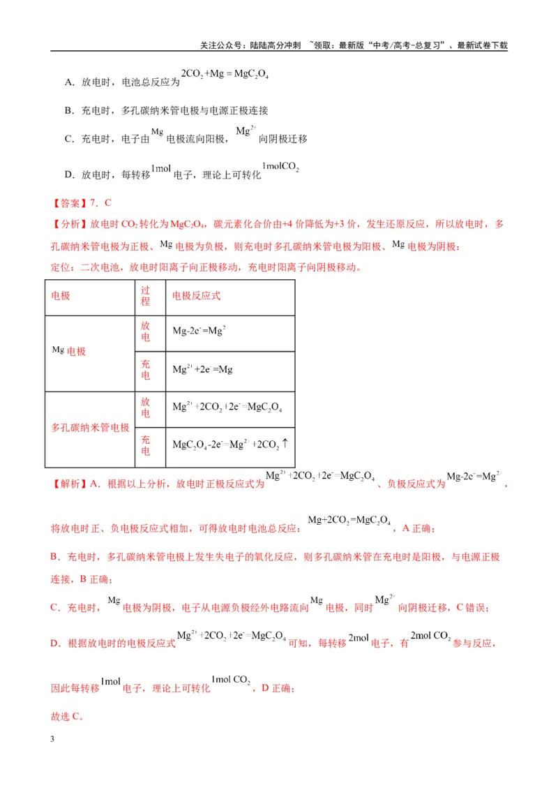 《（能力版）微专题32电化学中的交换膜-（教师版）(全国版)_05-化学-高考总复习_一轮复习_2024年_2024高考化学一轮复习考点微专题考情分析经_资料_2025版》第3页预览