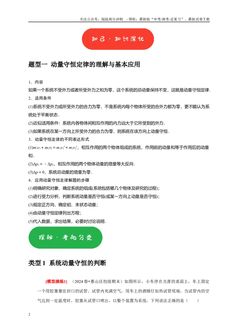《专题14动量守恒定律及应用（教师版）_04-物理-高考总复习_专项复习_2025年_2025年高考物理热点知识讲练与题型归纳（全国通用）_资料》第2页预览