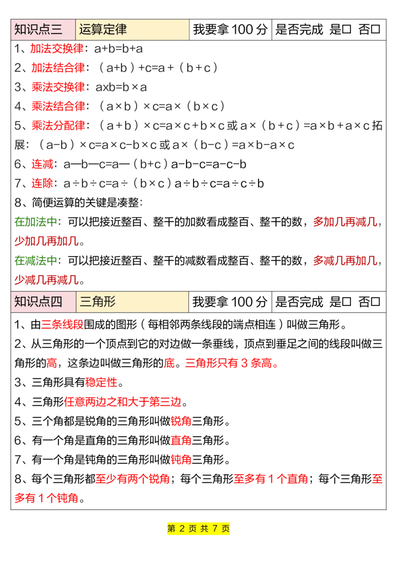 《四年级下册数学七大考点总结_小学1-6年级全科全套_1-6年级全科下册_四年级_其他补充资料_热门资料_数学》第2页预览