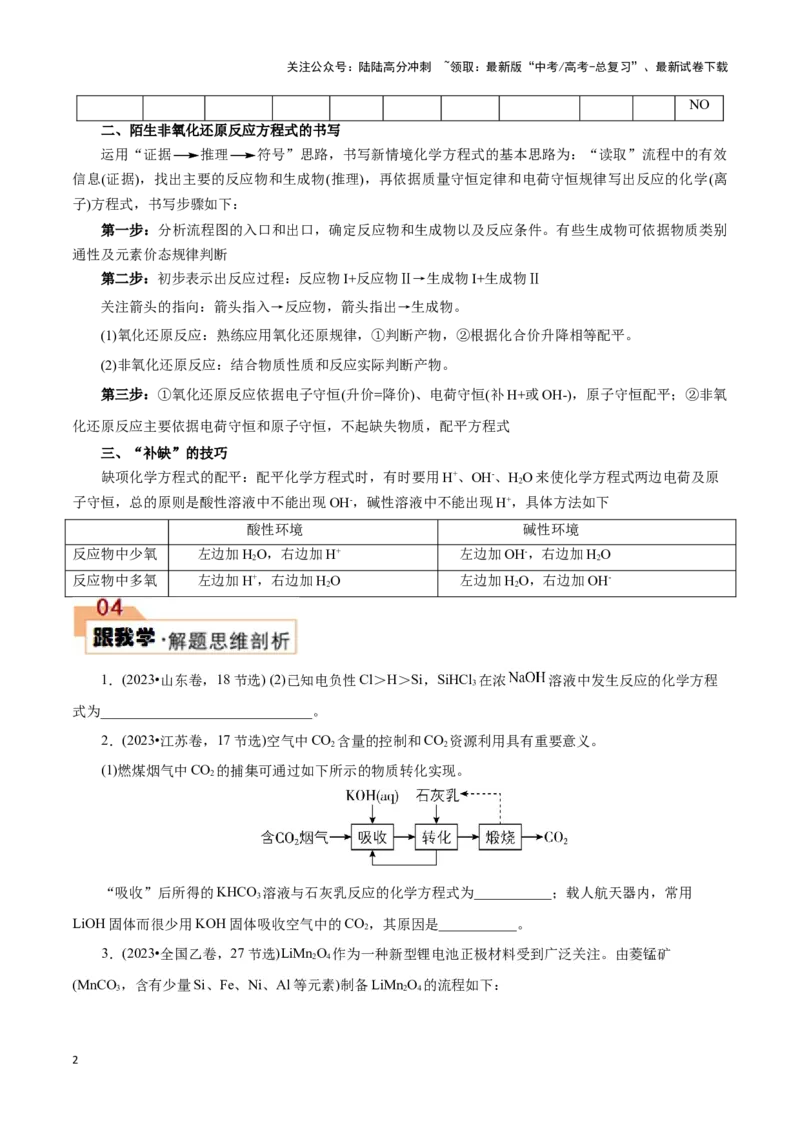 《题型一工艺流程中陌生方程式的书写(原卷版)_05-化学-高考总复习_专项复习_2024年_2024年高考化学答题技巧与模板构建》第2页预览