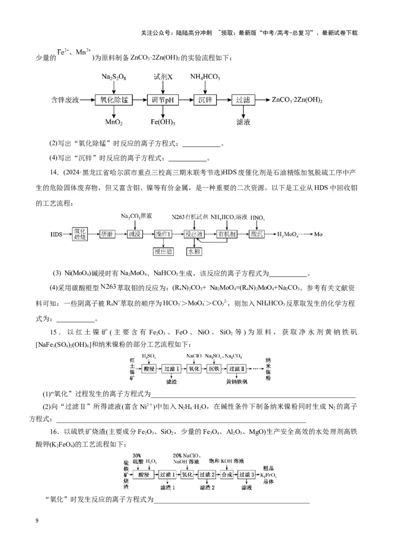 《题型一工艺流程中陌生方程式的书写(原卷版)_05-化学-高考总复习_专项复习_2024年_2024年高考化学答题技巧与模板构建》第9页预览