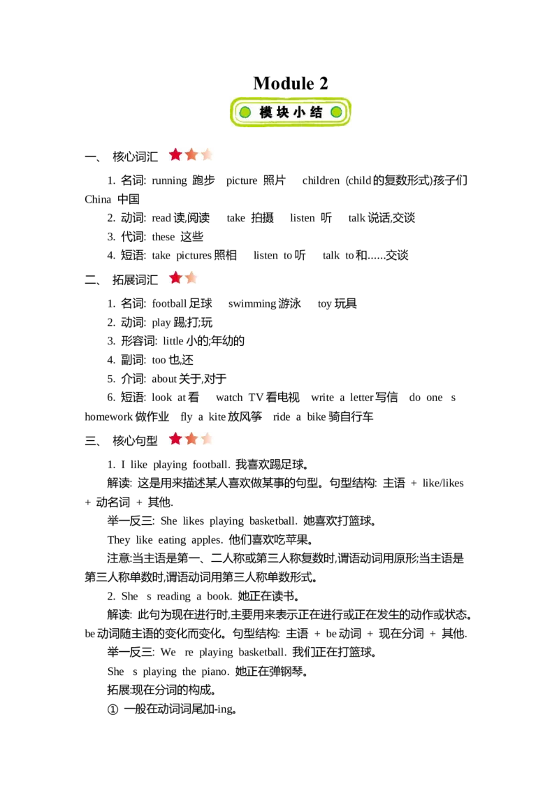 《四（上）外研Module2知识清单_小学1-6年级全科全套_1-6年级全科上册_四年级_四上英语_四上英语外研版英语重点与练习》第1页预览