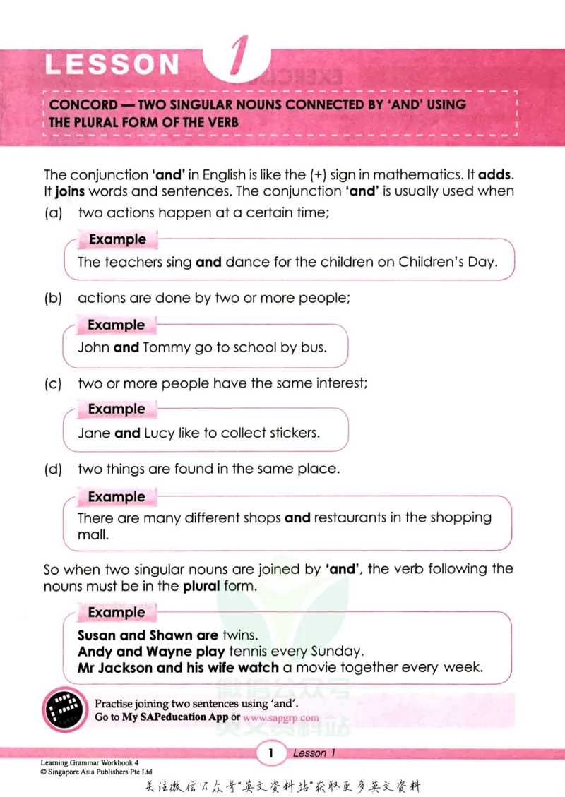 《新加坡SAPLearningGrammar语法练习册4级_小初高学习资料合集（每天更新）_国外原版英文教辅汇总_新加坡SAP系列_新加坡SAPLearningGrammar语法练习册》第6页预览