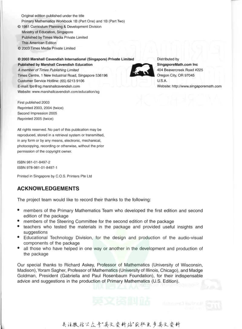 《新加坡PrimaryMathematics1BWorkbook_小初高学习资料合集（每天更新）_国外原版英文教辅汇总_新加坡小学数学PrimaryMathematics》第3页预览