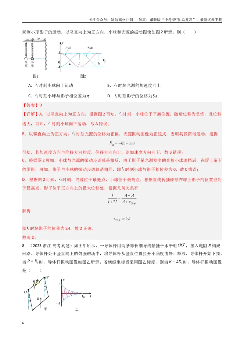 《专题16机械振动-（全国通用）（解析版）_04-物理-高考总复习_专项复习_2025年_十年（2015-2024）高考物理真题分类汇编（全国通用）》第6页预览