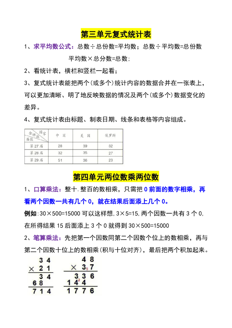 《三年级下册数学知识点_小学1-6年级全科全套_1-6年级全科下册_三年级_三年级下数学_数学三下通用版》第5页预览
