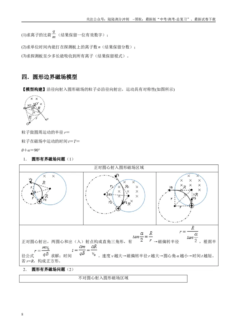《专题15带电粒子在有界匀强磁场中的匀速圆周运动模型（学生版）_04-物理-高考总复习_专项复习_2025年_2025年高考物理热点模型与方法归纳》第8页预览