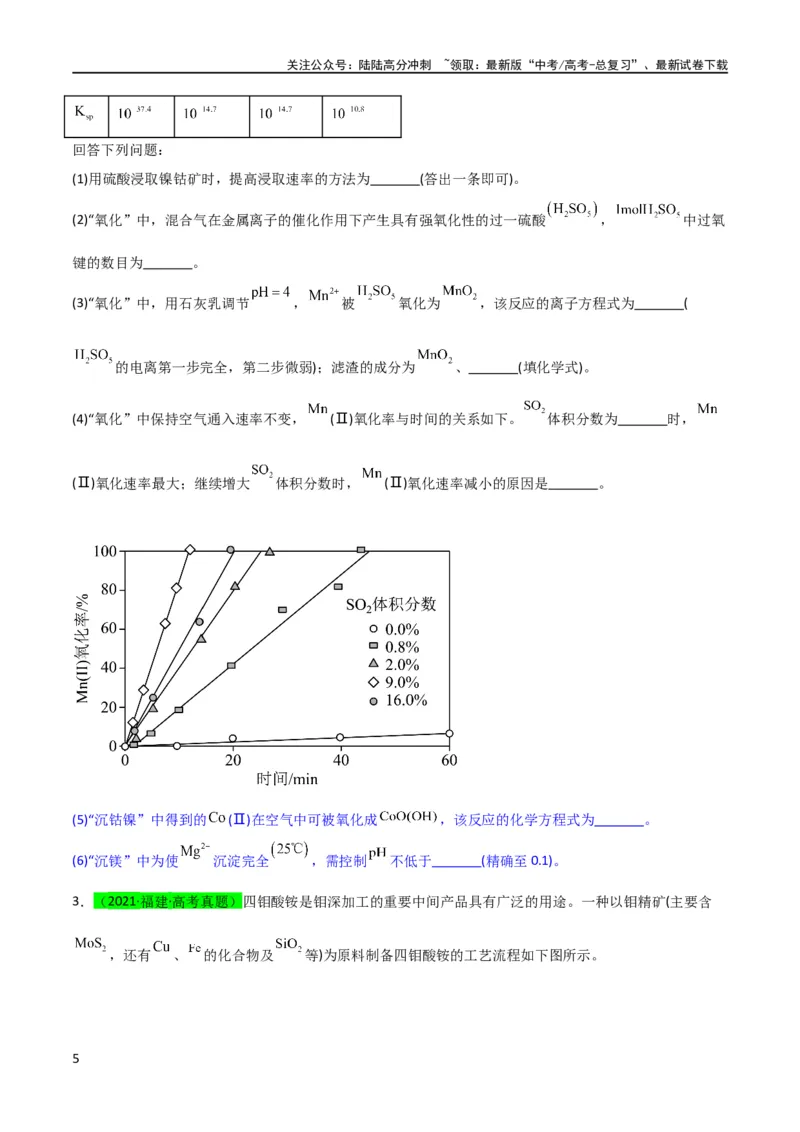 《（升级版）微专题26化学工艺流程题-----核心反应与条件控制（学生版）(全国版)_05-化学-高考总复习_一轮复习_2024年_2024高考化学一轮复习考点微专题考情分析经_资料_2024版》第5页预览