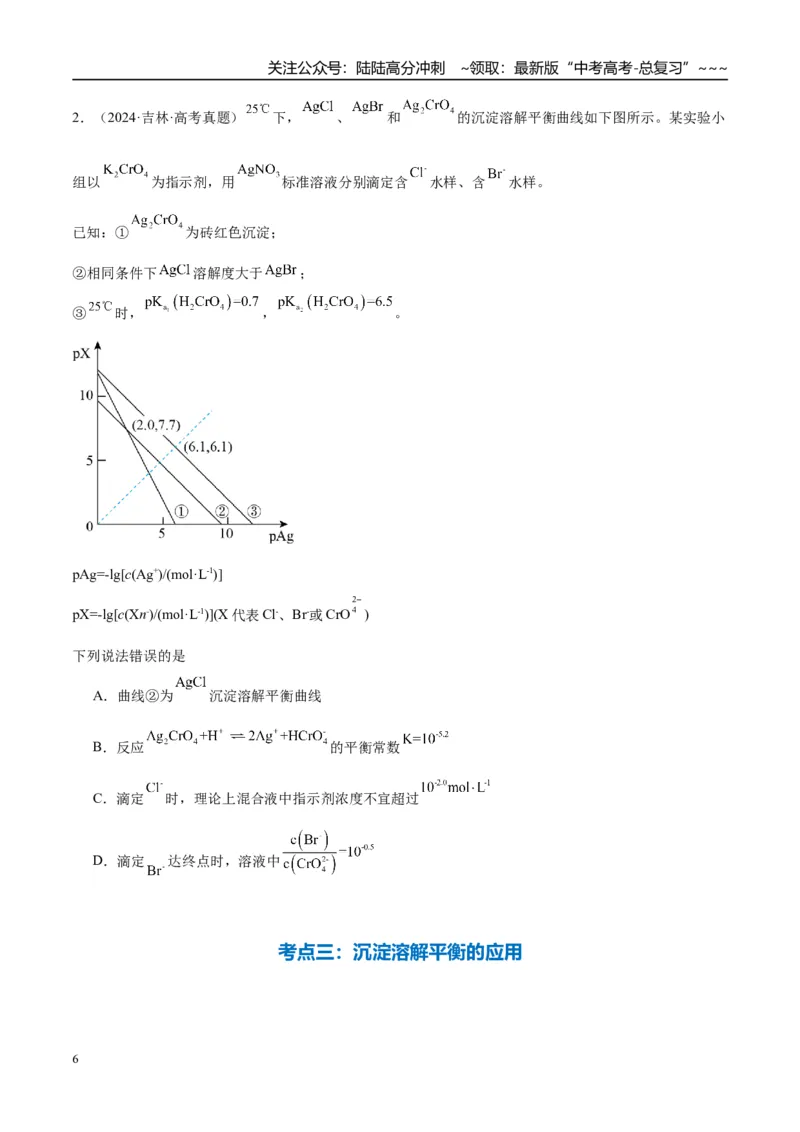 《（重点·方法·点拨）第51讲沉淀溶解平衡-（学生版）_05-化学-高考总复习_一轮复习_2026年-化学高考一轮复习_2026年高考化学大一轮复习卓越讲义重难点-G355_资料》第6页预览