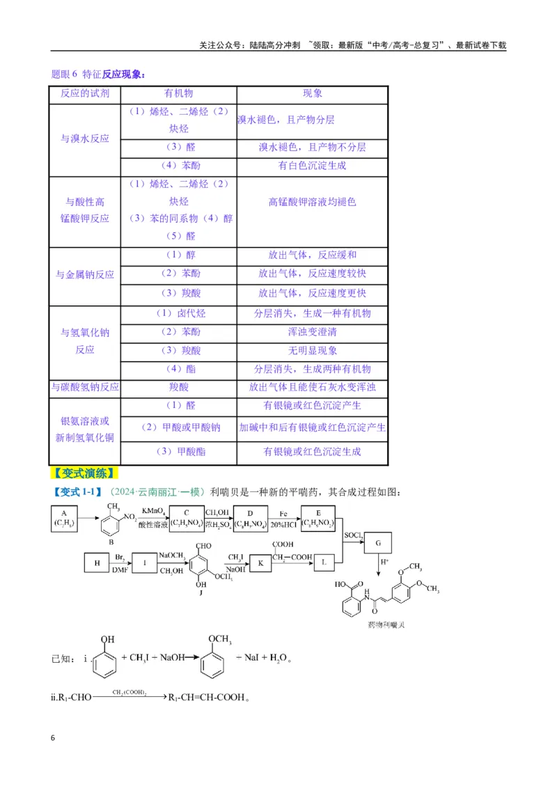 《题型17有机推断与合成综合题（原卷版）_05-化学-高考总复习_二轮复习_2025年_2025年高考化学二轮热点题型归纳与变式演练（新高考通用）》第6页预览