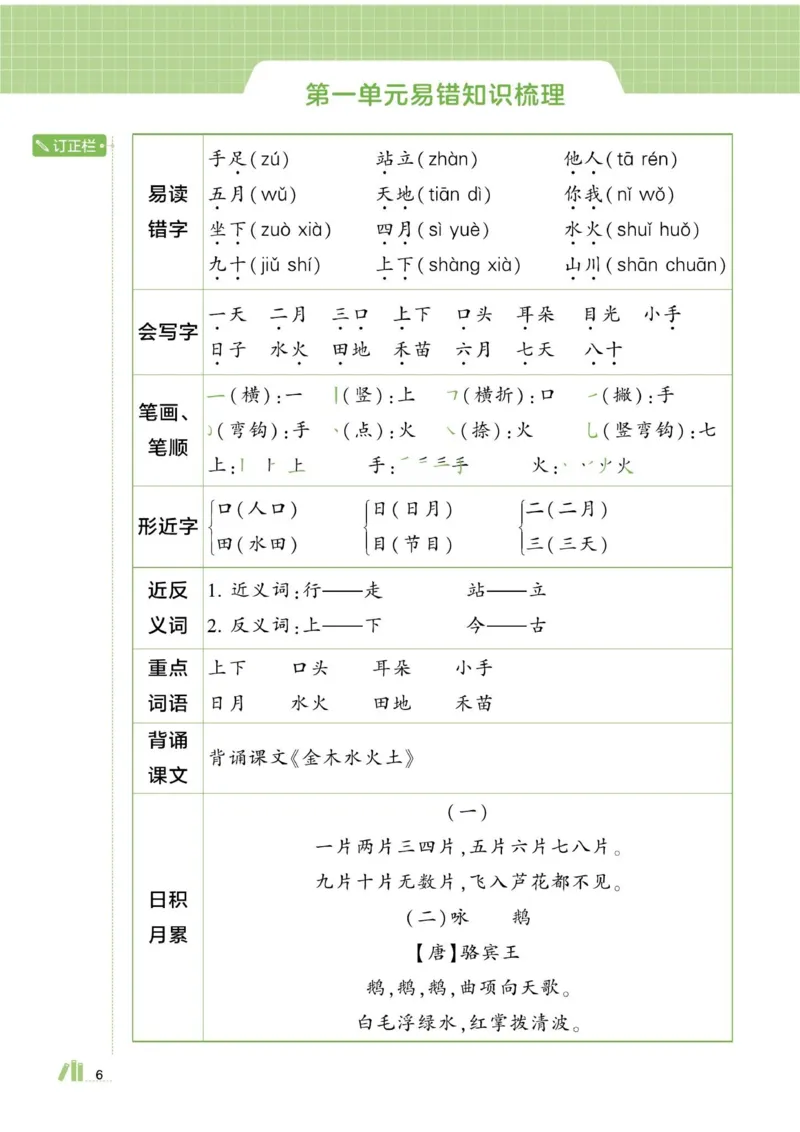 《小学语文《学霸默写达人》部编版1上_小初高学习资料合集(每天更新)_2026秋语文《学霸5星默写达人》1-6年级上册_26秋1上语文《学霸5星默写达人》》第10页预览
