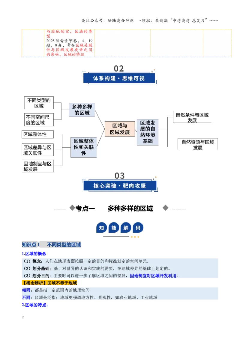 《第30讲区域与区域发展（复习讲义）（全国通用）（教师版）_07-地理-高考总复习_一轮复习_2026年-地理高考一轮复习_2026年高考地理一轮复习讲义+练习+课件（新教材新高考）-G55_2026版》第2页预览