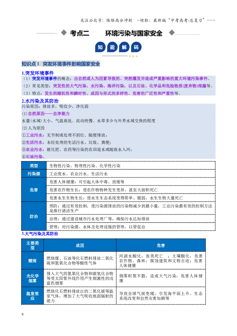 《第37讲环境安全与国家安全（复习讲义）（全国通用）（教师版）_07-地理-高考总复习_一轮复习_2026年-地理高考一轮复习_2026年高考地理一轮复习讲义+练习+课件（新教材新高考）-G55_2026版》第9页预览