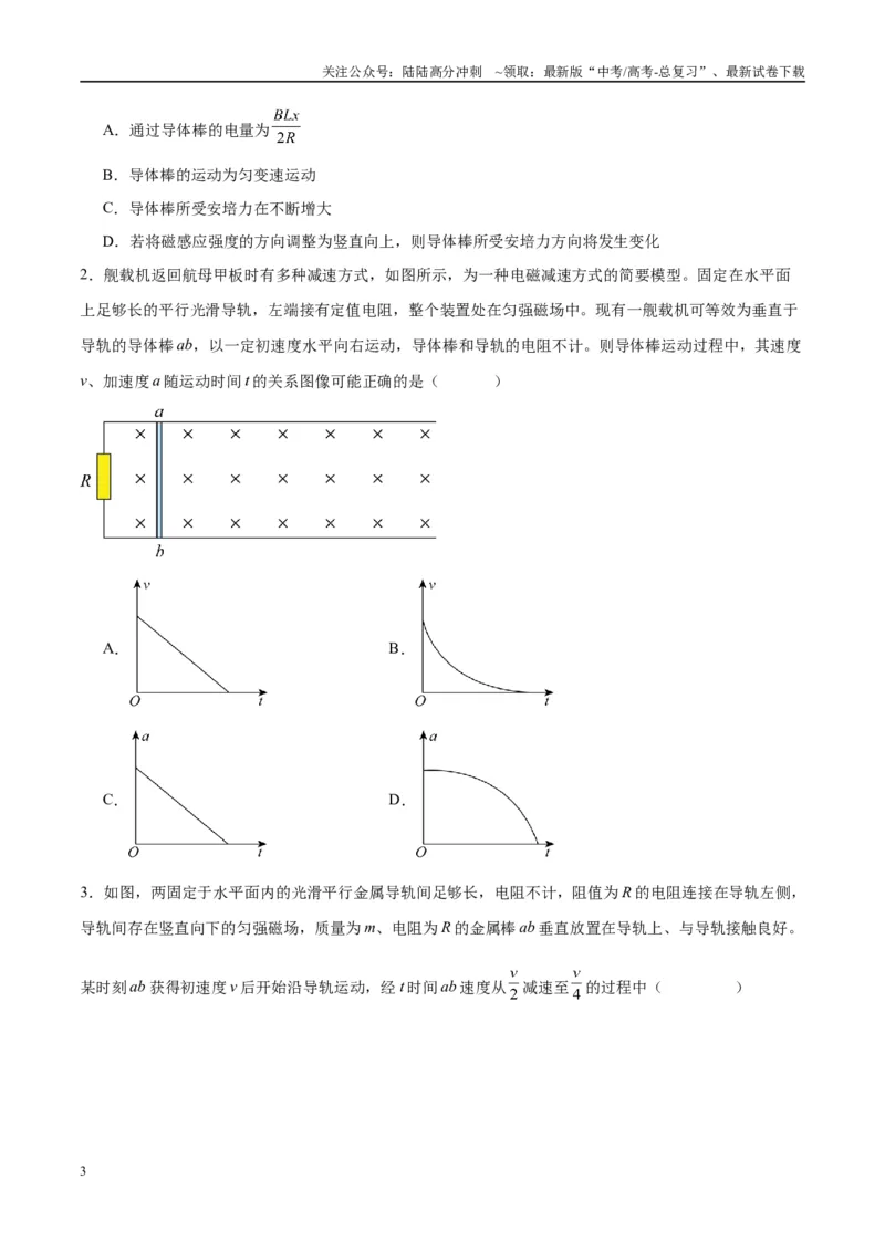 《专题19电磁感应中的单导体棒模型（学生版）_04-物理-高考总复习_专项复习_2025年_2025年高中高考物理模型与方法_资料_10高考物理热点模型与方法归纳（一轮）》第3页预览