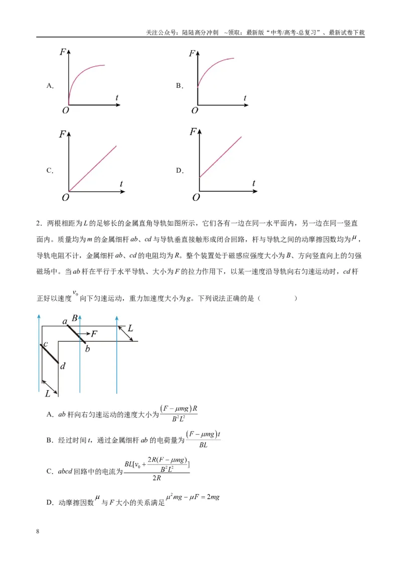 《专题19电磁感应中的单导体棒模型（学生版）_04-物理-高考总复习_专项复习_2025年_2025年高中高考物理模型与方法_资料_10高考物理热点模型与方法归纳（一轮）》第8页预览