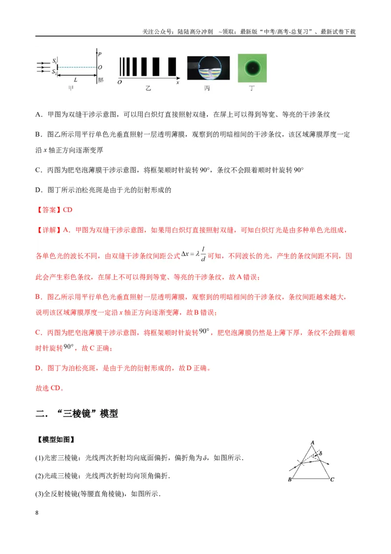 《专题22光学中常见的物理模型(教师版)_04-物理-高考总复习_专项复习_2025年_2025年高中高考物理模型与方法_资料_2高中物理模型与方法》第8页预览