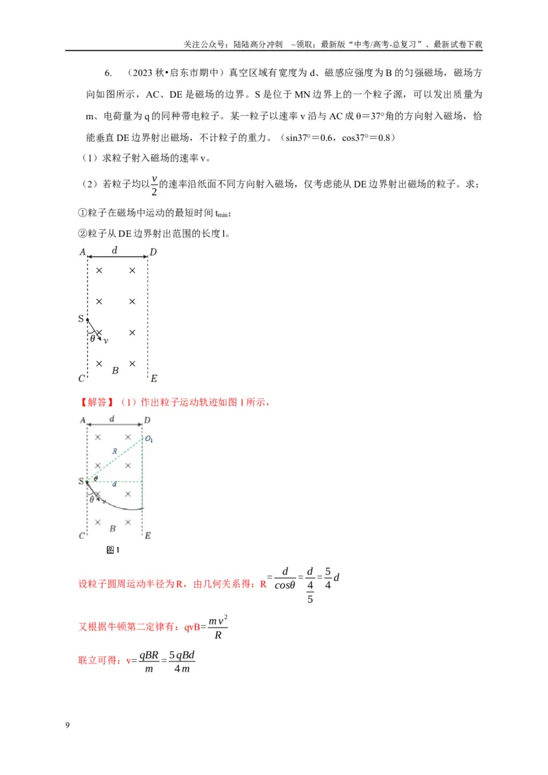 《专题20带电粒子在磁场中运动（旋转圆、防缩圆、平移圆、磁聚焦与磁发散）模型（教师版）_04-物理-高考总复习_专项复习_2025年_2025年高中高考物理模型与方法_资料》第9页预览