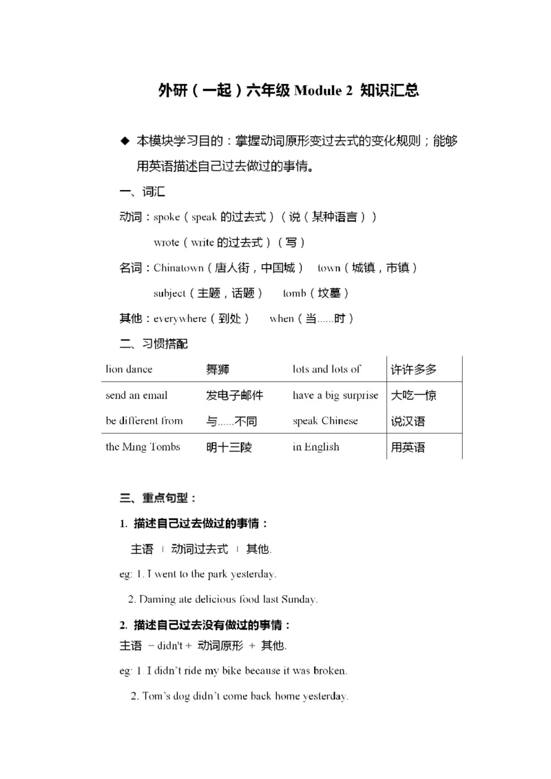 《六年级上册英语素材-期末知识点汇总外研社（一起）（图片版）_小学1-6年级全科全套_1-6年级全科上册_六年级_英语_英语外研一起_外研一起英语六上知识总结》第2页预览