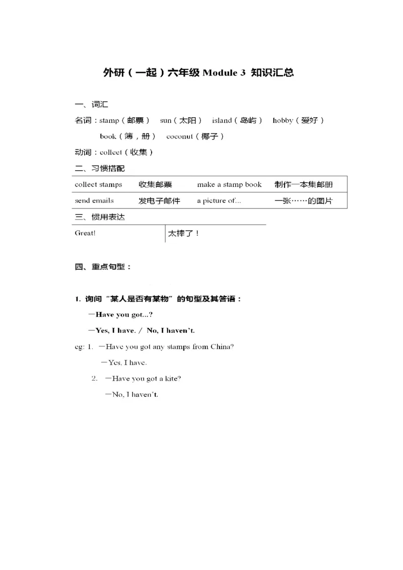 《六年级上册英语素材-期末知识点汇总外研社（一起）（图片版）_小学1-6年级全科全套_1-6年级全科上册_六年级_英语_英语外研一起_外研一起英语六上知识总结》第3页预览