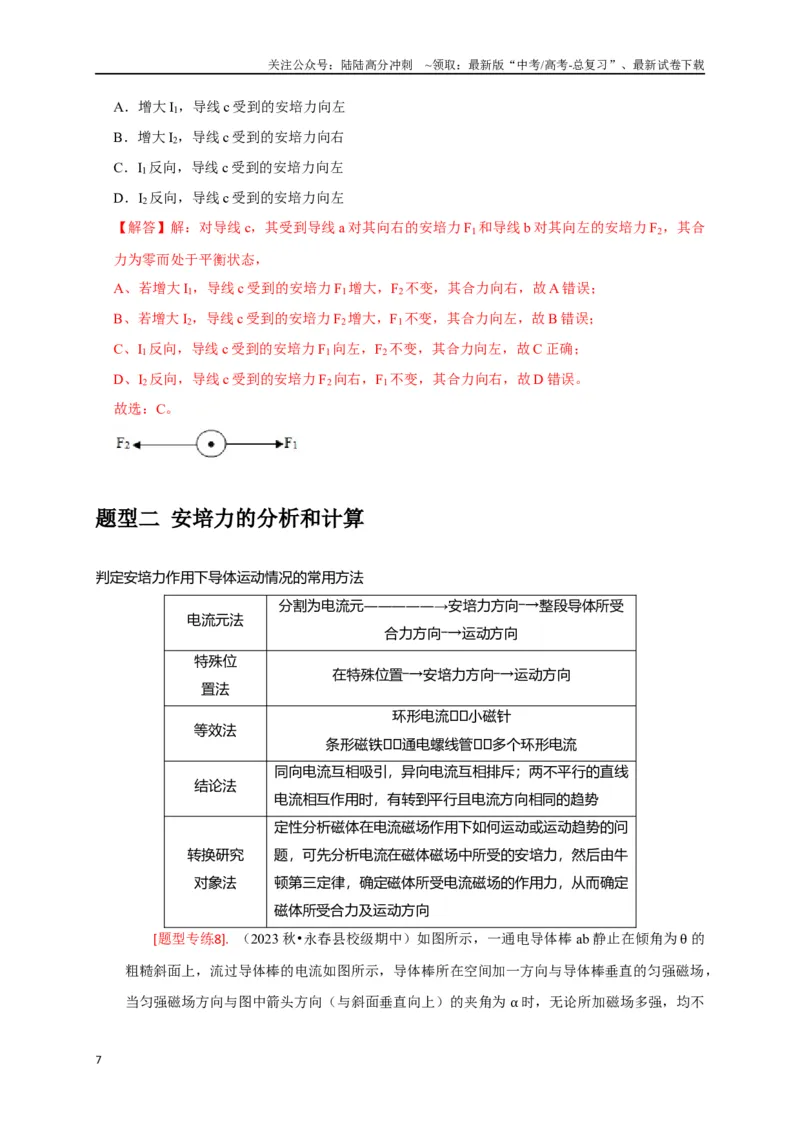 《专题19磁场对电流的作用（解析版）_04-物理-高考总复习_专项复习_2024年_2024高考物理热点知识清单题型讲练高考复习全国通用_资料》第7页预览