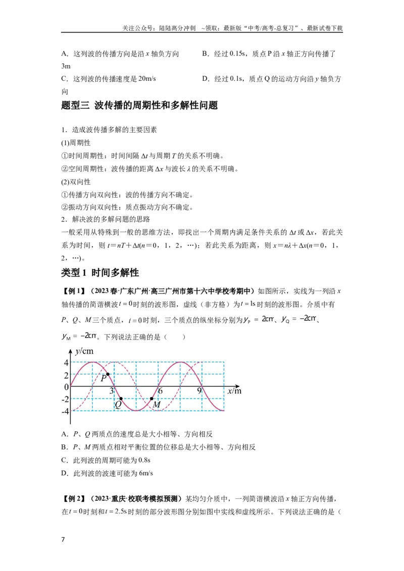 《专题19机械波（原卷版）_04-物理-高考总复习_一轮复习_2024年_2024年高考物理一轮复习热点题型归类训练重点提升_2024版》第7页预览