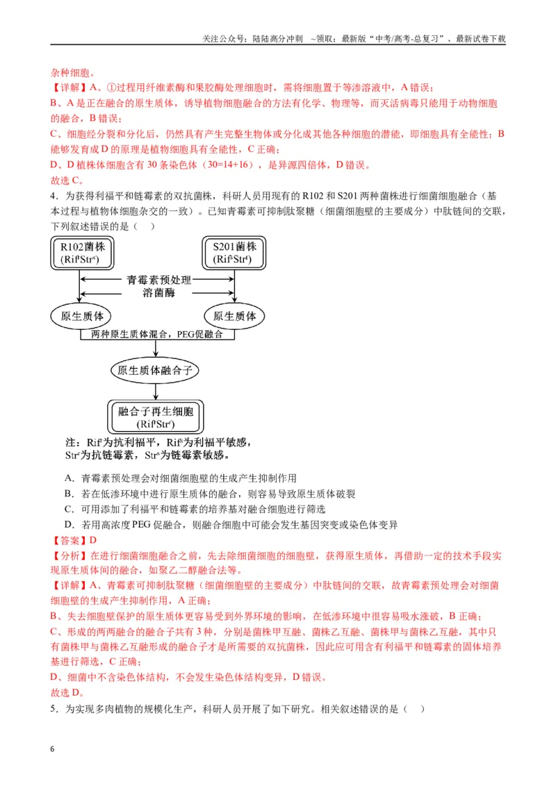 《专题24细胞工程与胚胎工程（解析版）_06-生物-高考总复习_专项复习_2024年_2024年高考生物经典小题必刷_资料》第6页预览