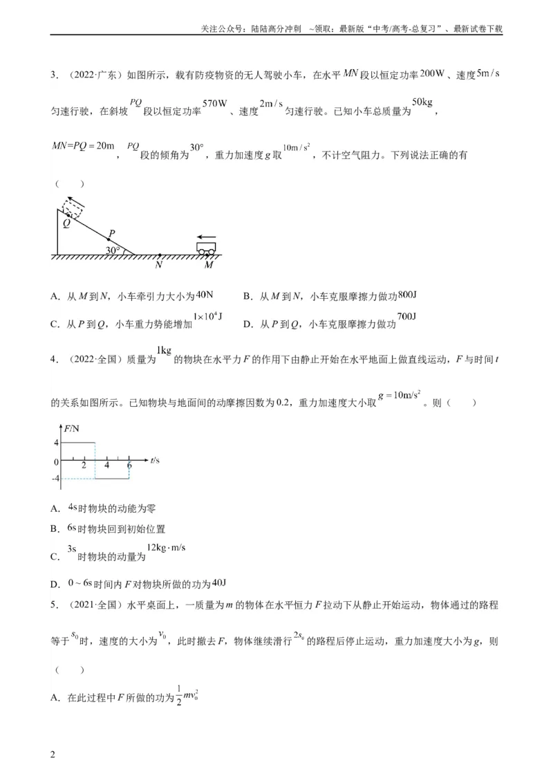 《专题19功（学生版）（全国通用）_04-物理-高考总复习_专项复习_2024年_十年（2014-2023）高考物理真题分项汇编（全国通用）》第2页预览