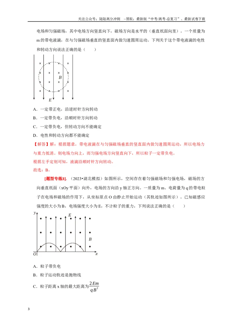 《专题22带电粒子在复合场的运动（解析版）_04-物理-高考总复习_专项复习_2024年_2024高考物理热点知识清单题型讲练高考复习全国通用_资料》第3页预览