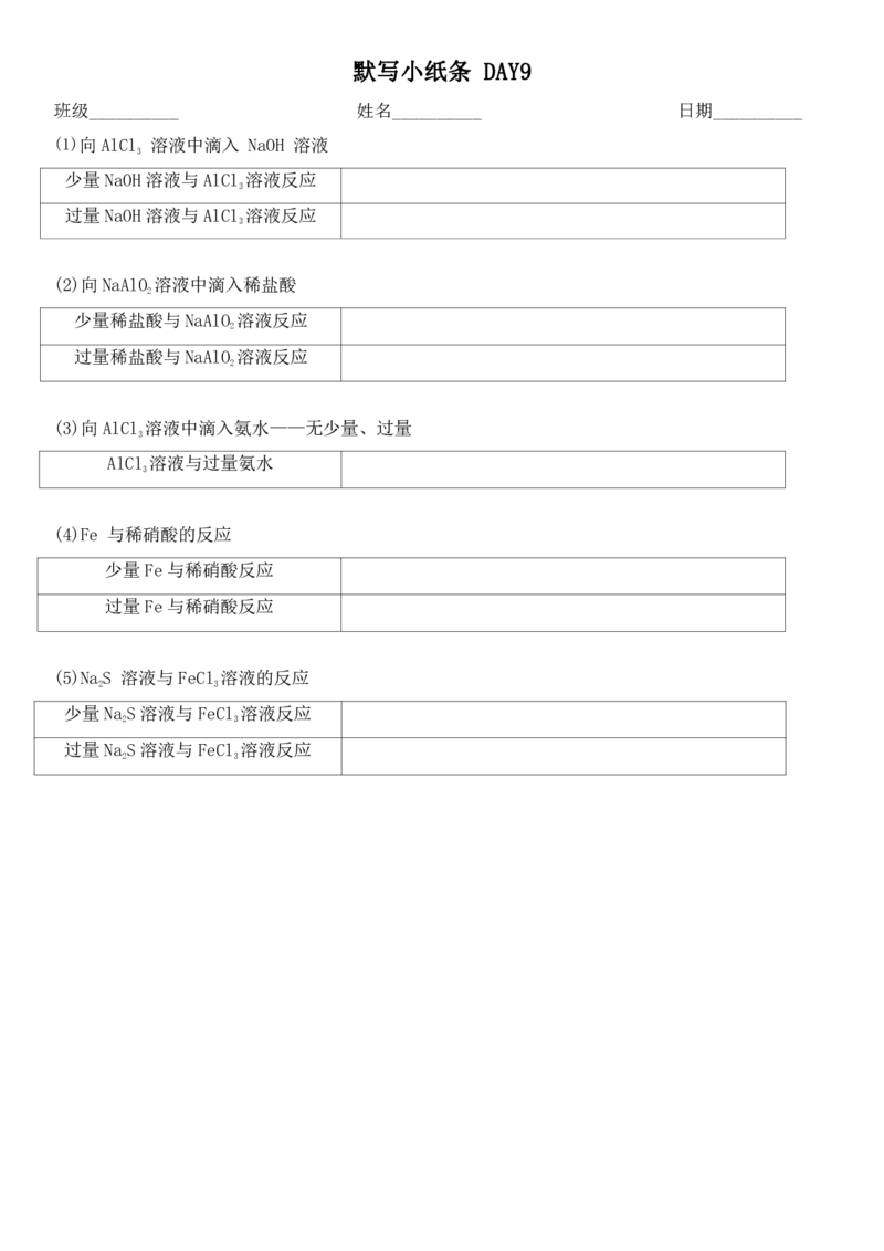 《人教版化学必修1知识点默写小纸条（空白默写版）_小初高学习资料合集（每天更新）_2026年7月高中化学试题汇编_0701化学_高中化学默写小纸条必修一》第7页预览
