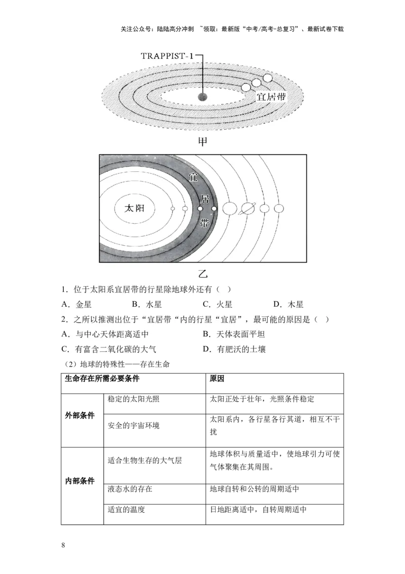 《第03讲地球的宇宙环境、演化历史与圈层结构（讲义）（原卷版）_07-地理-高考总复习_一轮复习_2024年_2024年高考地理一轮复习讲练测（课件+讲义+练习）（新高考）_讲义+练习》第8页预览