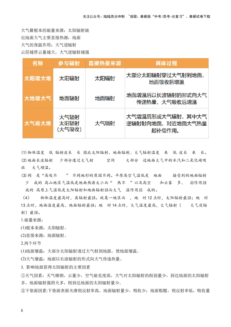 《第06讲大气的组成、垂直结构及受热过程（讲义）（解析版）_07-地理-高考总复习_一轮复习_2024年_2024年高考地理一轮复习讲练测（课件+讲义+练习）（新高考）_讲义+练习》第8页预览