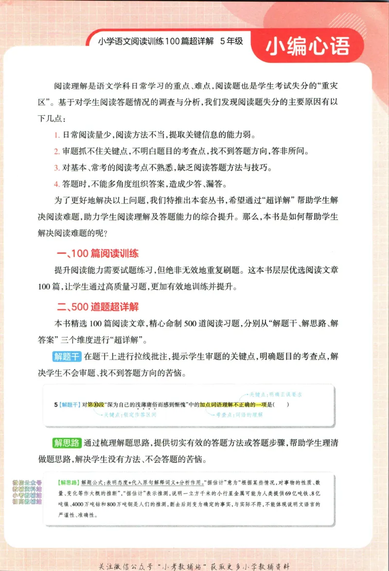 《王朝霞小学语文阅读训练100篇五年级_小初高学习资料合集（每天更新）_王朝霞大合集_王朝霞小学语文阅读训练100篇超详解》第6页预览