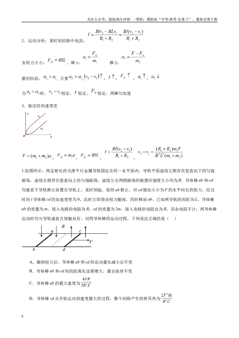 《专题20电磁感应中的双导体棒和线框模型（学生版）_04-物理-高考总复习_专项复习_2025年_2025年高中高考物理模型与方法_资料_10高考物理热点模型与方法归纳（一轮）》第8页预览
