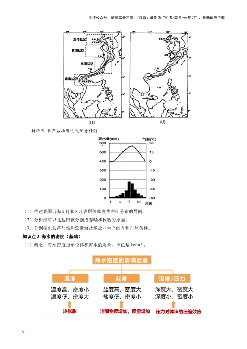 《第11讲海水的性质和海水的运动（讲义）（原卷版）_07-地理-高考总复习_一轮复习_2024年_2024年高考地理一轮复习讲练测（课件+讲义+练习）（新高考）_讲义+练习》第9页预览