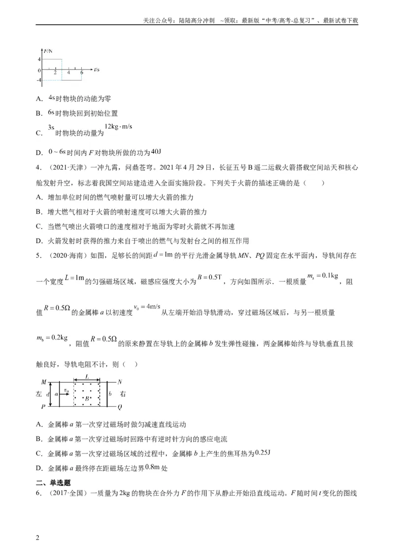 《专题27动量定理（学生版）（全国通用）_04-物理-高考总复习_专项复习_2024年_十年（2014-2023）高考物理真题分项汇编（全国通用）》第2页预览