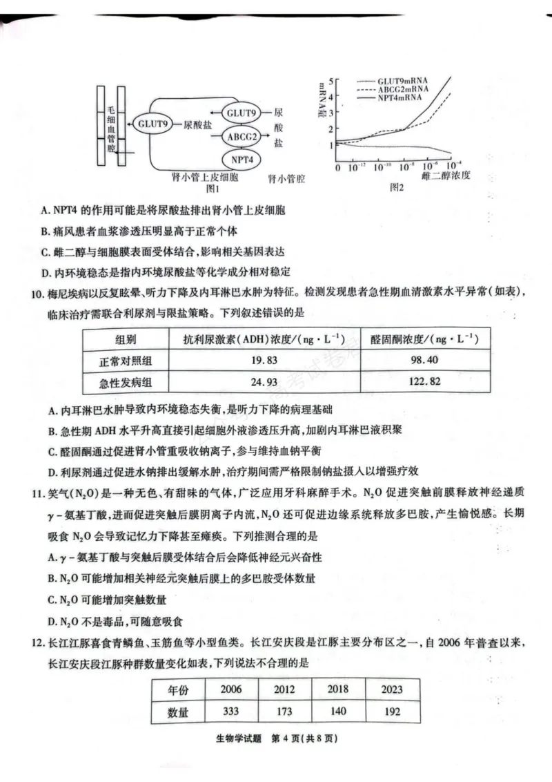 《安徽省六校教育研究会2026届高三年级入学素质测试+生物试卷（含答案）_副本_小初高学习资料合集（每天更新）_安徽入学测2026届安徽省六校教育研究会高三入学素质测试全科》第4页预览