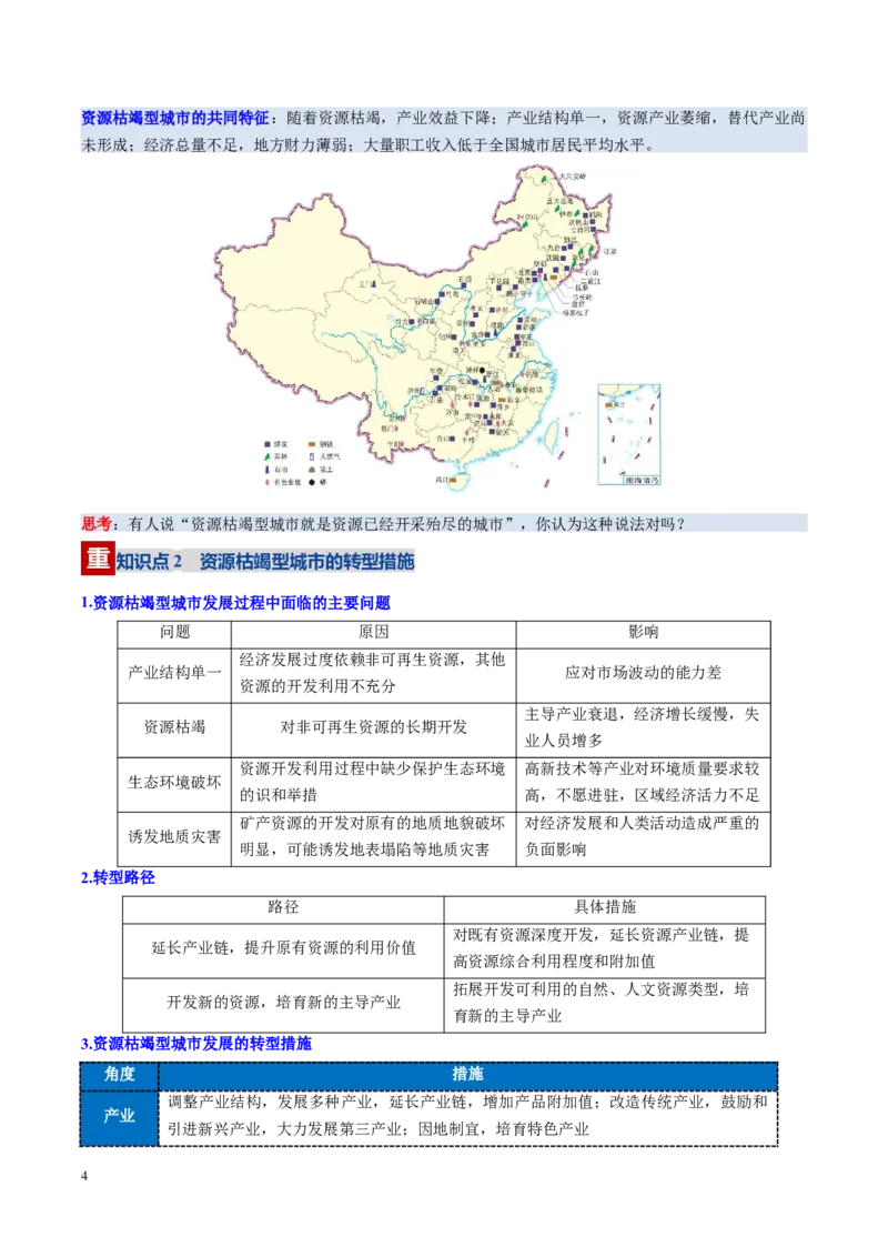 《第32讲资源枯竭型城市的转型发展（复习讲义）（全国通用）（学生版）_07-地理-高考总复习_一轮复习_2026年-地理高考一轮复习_2026年高考地理一轮复习讲义+练习+课件（新教材新高考）-G55》第4页预览