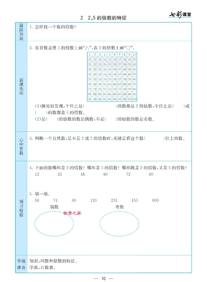 《苏教版五年级下册数学预习卡_小学1-6年级全科全套_1-6年级全科下册_五年级_其他补充资料_语数英预习资料》第10页预览
