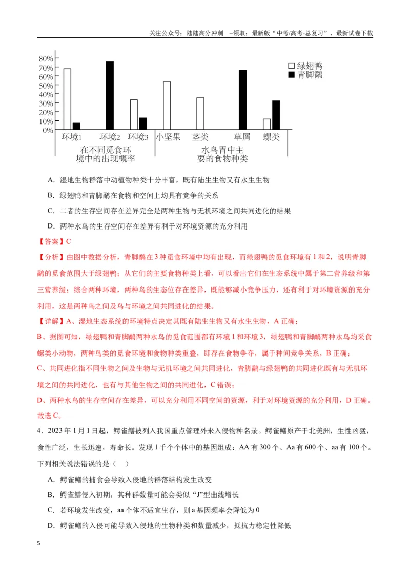 《专题24生物的进化（解析版)_06-生物-高考总复习_一轮复习_2024年_2024年高考生物一轮复习重难点专项突破_资料》第5页预览