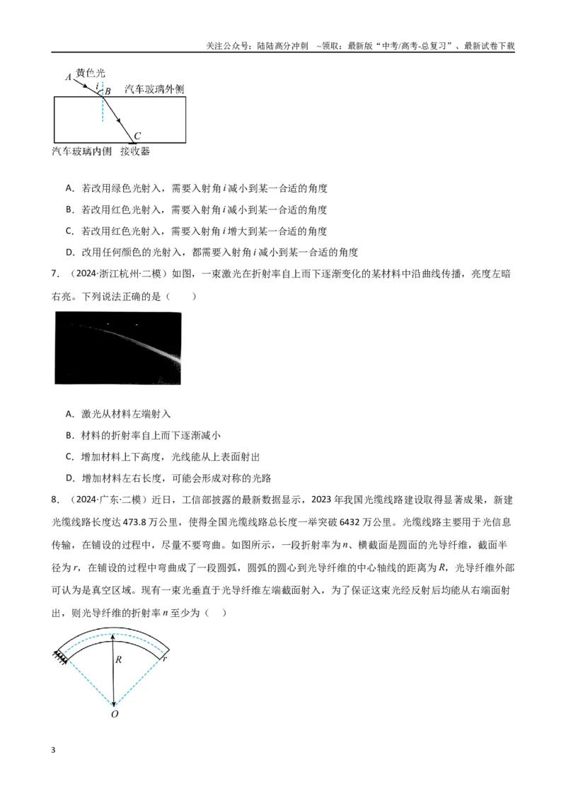 《专题18光学（原卷版）_04-物理-高考总复习_专项复习_2024年_2024届新高考物理冲刺专项训练300题_资料》第3页预览