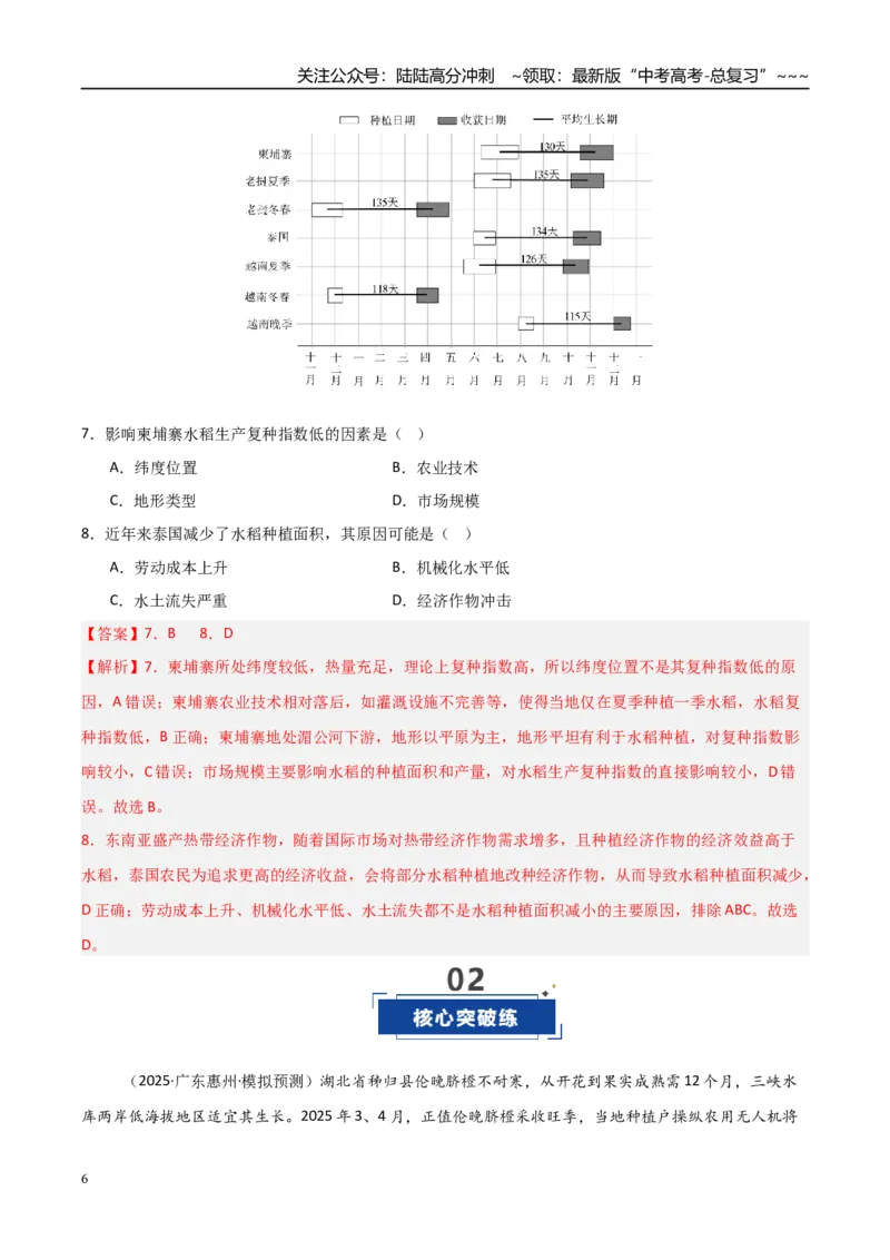 《第23讲农业区位因素及其变化（专项练习）（解析卷）docx_07-地理-高考总复习_一轮复习_2026年-地理高考一轮复习_2026年高考地理一轮课件+讲义+练习（安徽专用）-G326》第6页预览