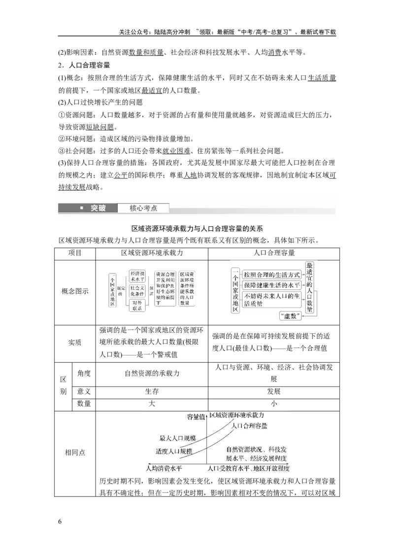 《第一章　课时41　人口分布与人口容量_07-地理-高考总复习_一轮复习_2025年_2025年大一轮复习讲义地理人教版_地理_大一轮复习讲义教师专用_配套Word版文档第二部分》第6页预览