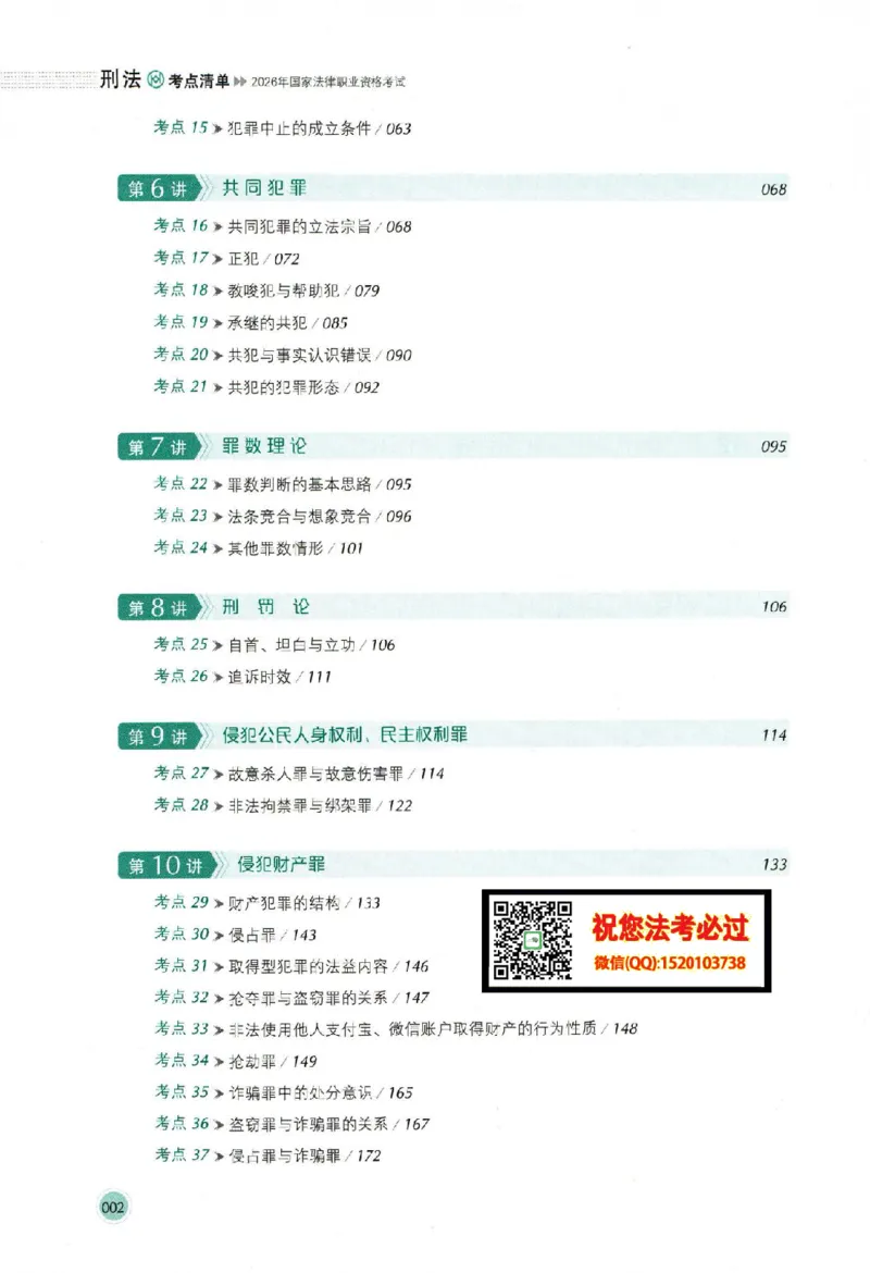 《考点清单-刑法-刘凤科_022026厚大法考主观专题精讲汇总（考点清单）_视频+讲义2026厚达法考主观专题精讲刑法-刘凤科》第7页预览
