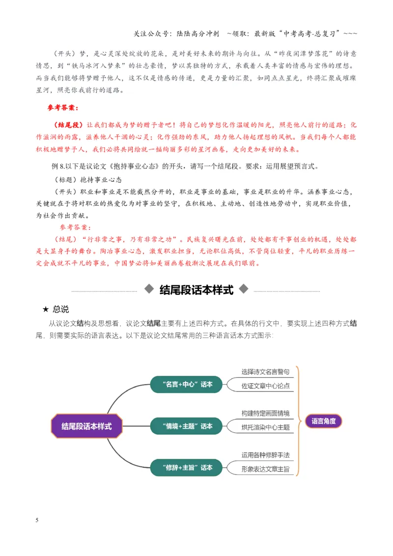 《专题18结尾段（讲义）（全国通用）（教师版）_一轮复习_2026年-语文一轮复习_2026年高考语文一轮复习议论文写作（全国通用）-G423_资料_2026版》第5页预览
