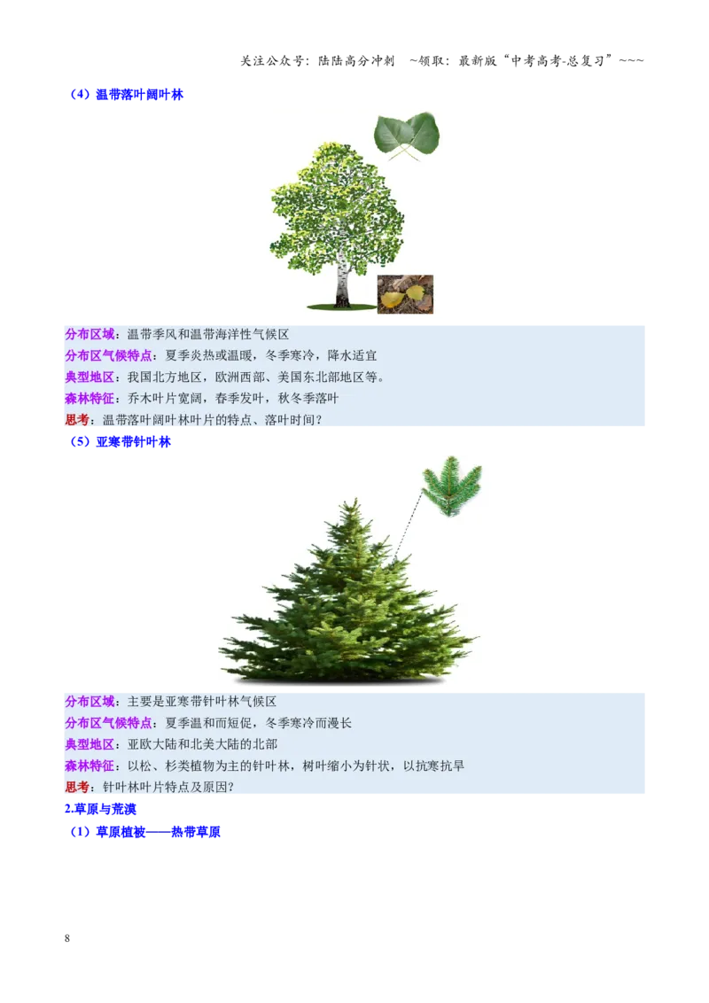 《第16讲植被与土壤（复习讲义）（全国通用）（学生版）_07-地理-高考总复习_一轮复习_2026年-地理高考一轮复习_2026年高考地理一轮复习讲义+练习+课件（新教材新高考）-G55_2026版》第8页预览