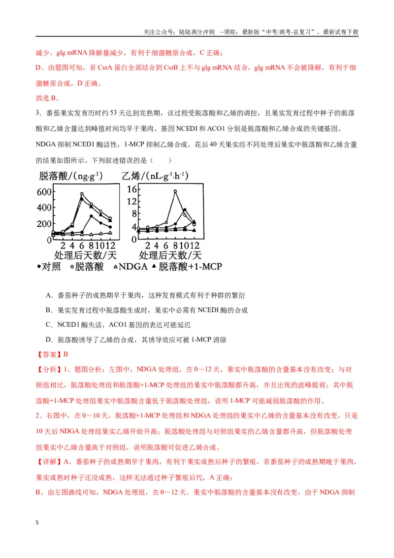 《专题22基因的表达、基因与性状的关系（解析版)_06-生物-高考总复习_一轮复习_2024年_2024年高考生物一轮复习重难点专项突破_资料》第5页预览