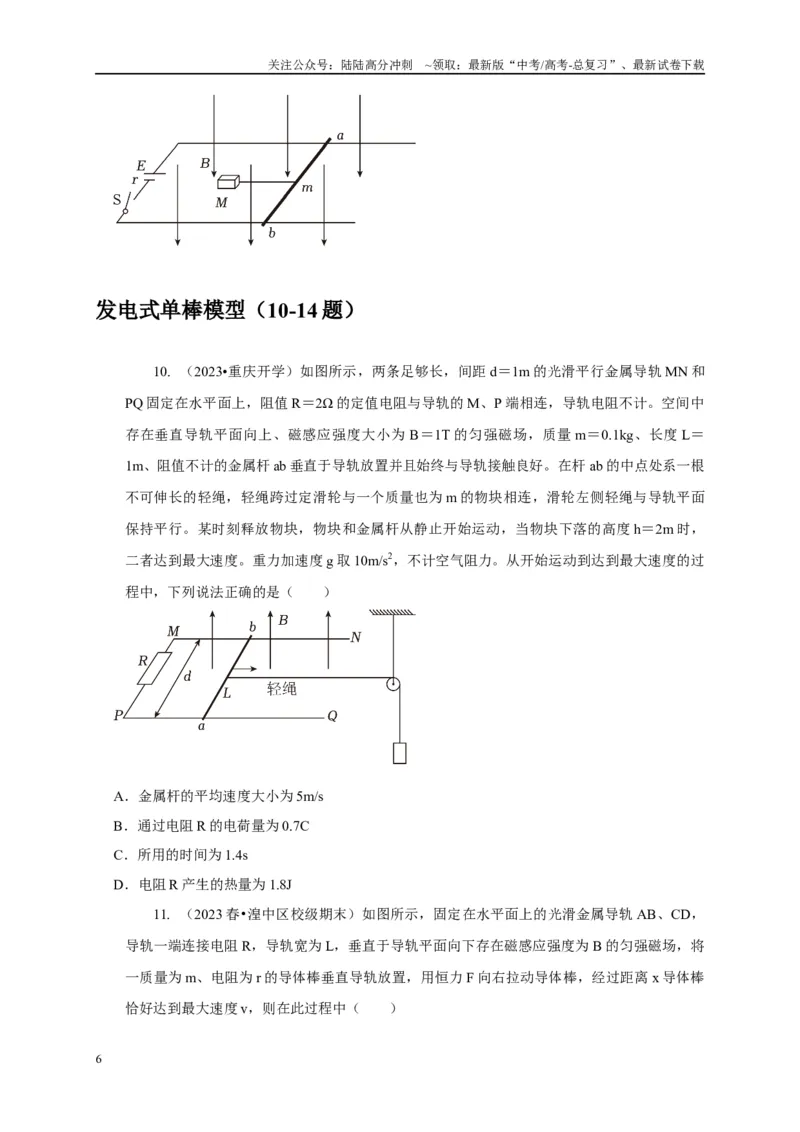 《专题23电磁感应中的单导体棒运动模型（原卷版）_04-物理-高考总复习_二轮复习_2024年_2024高三物理新高考二轮复习常见模型讲义练习题_资料》第6页预览